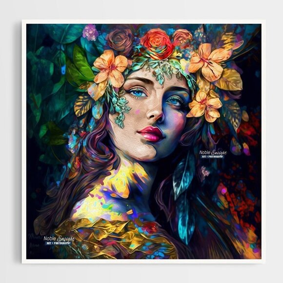 8x10 Lovely Woman Floral Wall Art Watercolor Oil Painting Print - Picture 6 of 6